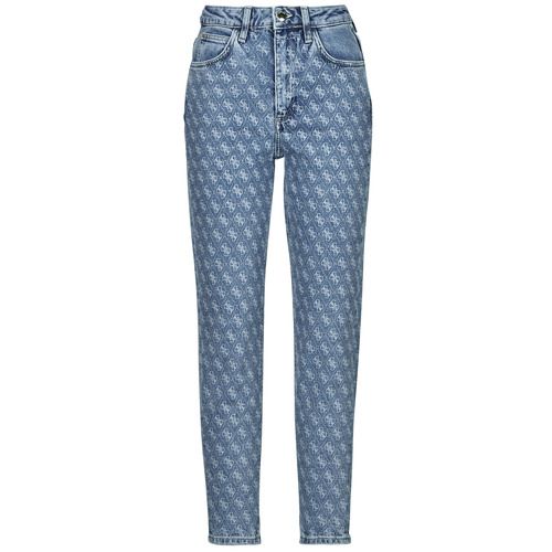 Jeans Mom Donna Guess MOM JEAN in blu, moda casual, abbigliamento femminile di tendenza, ideale per outfit estivi e autunnali, vestibilità comoda e alla moda, perfetti per un look chic e informale.
