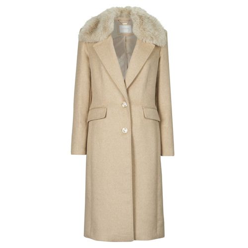 Cappotto Donna Guess NANCY FIT COAT FAUX FUR COLLAR beige con colletto in pelliccia sintetica, elegante e alla moda, ideale per l'inverno. Perfetto per outfit casual e sofisticati, offre calore e stile in ogni occasione. Acquista ora il tuo Guess NANCY FIT COAT!