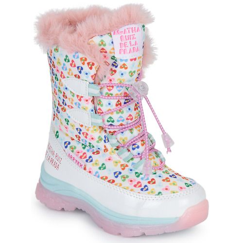 Scarpe da neve bambina ragazza Agatha Ruiz de la Prada APRESKI Bianco, ideali per l'inverno. Design elegante e alla moda, realizzate con materiali resistenti per garantire comfort e calore. Perfette per le giornate sulla neve e nelle passeggiate in montagna. Disponibili in diverse taglie, queste scarpe sono un must-have per le giovani fashioniste.
