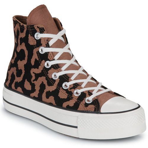 Sneakers alte Converse CHUCK TAYLOR ALL STAR LIFT PLATFORM LEOPARD REMIX in marrone per donna, design alla moda con motivo leopardato, perfette per ogni occasione. Acquista ora per un look trendy e unico!