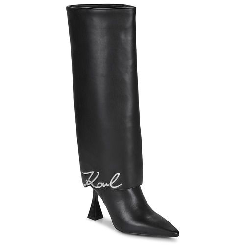 Stivali Donna Karl Lagerfeld DEBUT II Fold Down Hi Leg Boot in pelle nera, con design elegante e dettagli alla moda. Perfetti per ogni occasione, questi stivali alti offrono stile e comfort, rendendoli un must-have per il tuo guardaroba. Scopri la qualità e il fascino distintivo di Karl Lagerfeld.