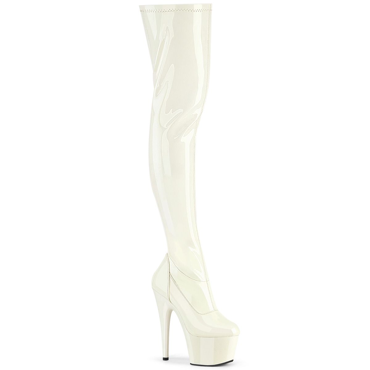 Pleaser ADORE-3000 ADO3000/OW/M Stivali Sopra il Ginocchio  Tacco Altissimo 17 Plateau 7.0 Bianco ADO3000/OW/M