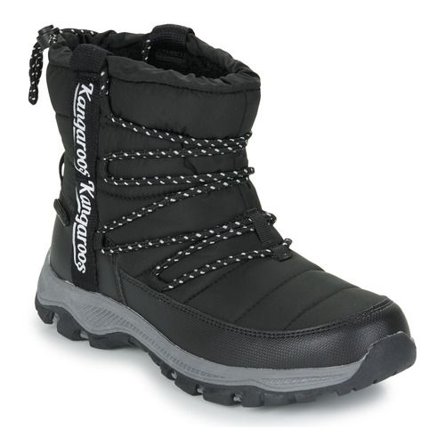 Scarpe da neve donna Kangaroos K-FW Shego in nero, ideali per affrontare l'inverno con stile e comfort. Design elegante e funzionale, con suola antiscivolo per una perfetta aderenza su neve e ghiaccio. Perfette per l'uso quotidiano e per attività all'aperto, queste scarpe combinano moda e praticità.