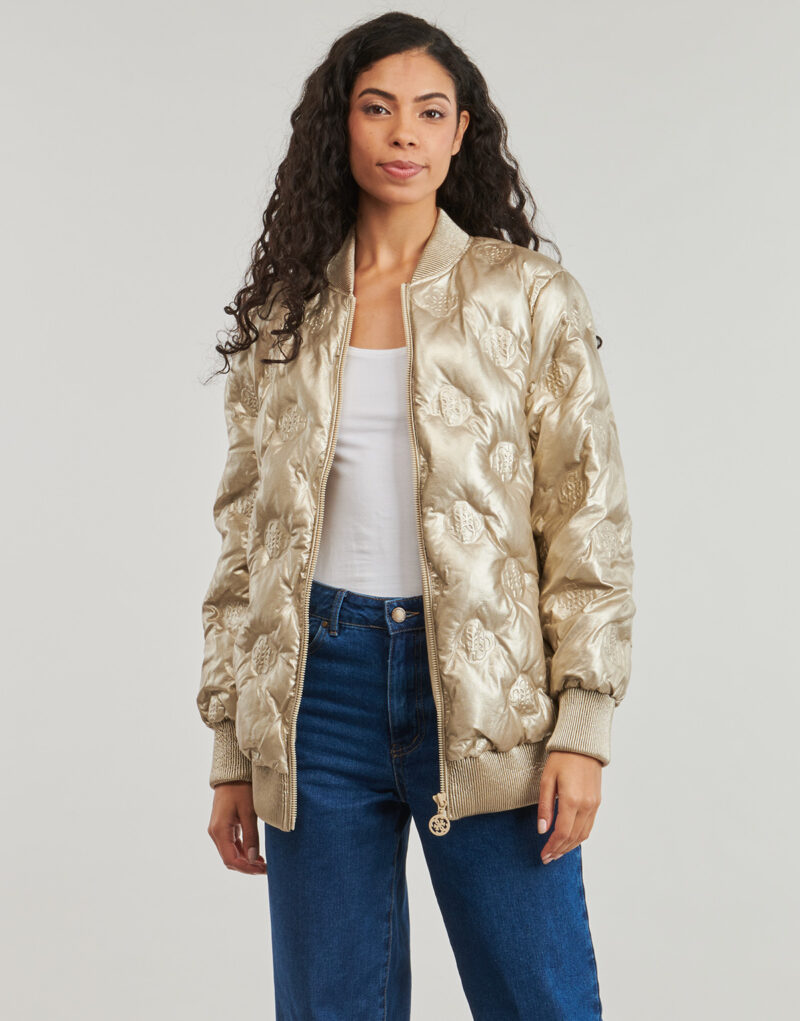 Jacke Guess MARIANNE PEONY LONG BOMBER Oro Giubbotti Donna - 2