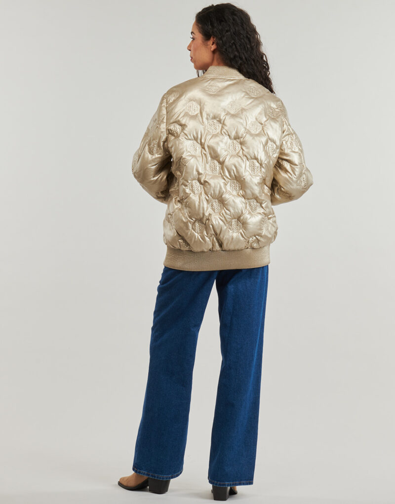 Jacke Guess MARIANNE PEONY LONG BOMBER Oro Giubbotti Donna - 4