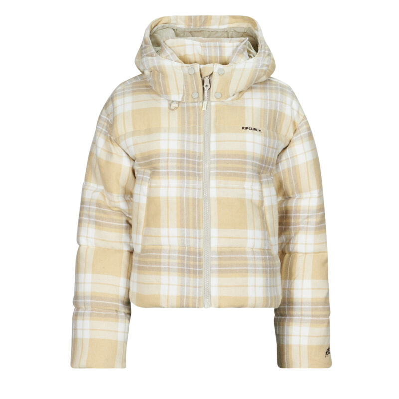 Rip Curl ANTI-SERIES SURF CHECK PUFFER Down Jacket Beige Women's Down Jackets - 1