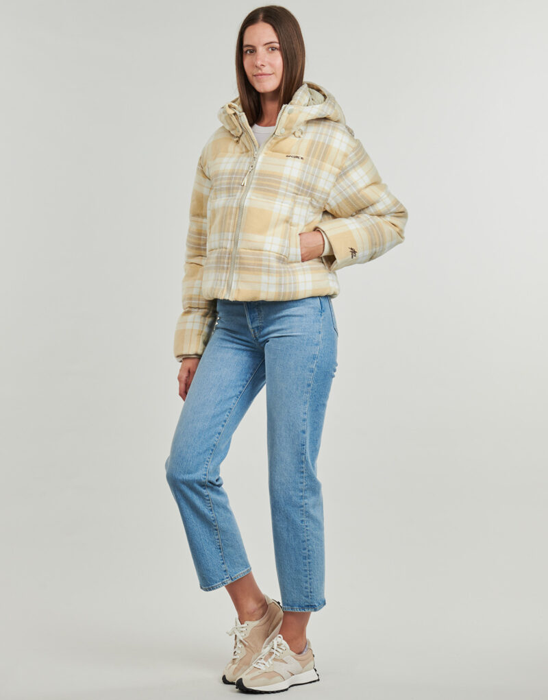 Rip Curl ANTI-SERIES SURF CHECK PUFFER Down Jacket Beige Women's Down Jackets - 3