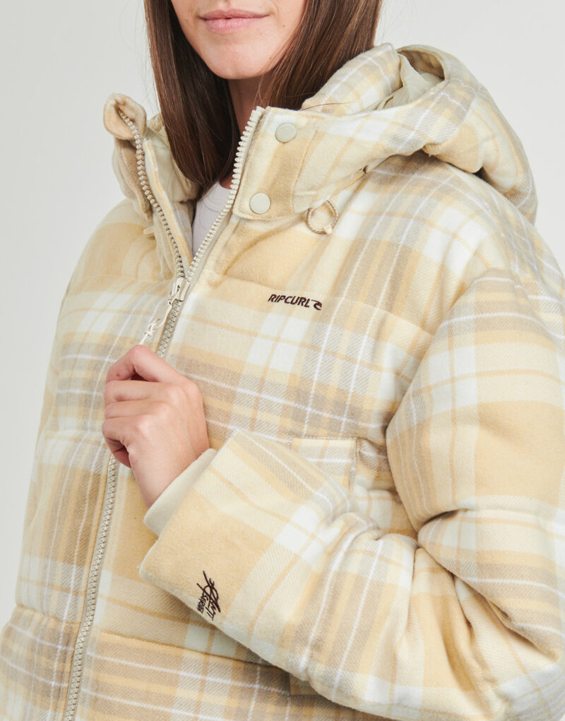 Rip Curl ANTI-SERIES SURF CHECK PUFFER Down Jacket Beige Women's Down Jackets - 5