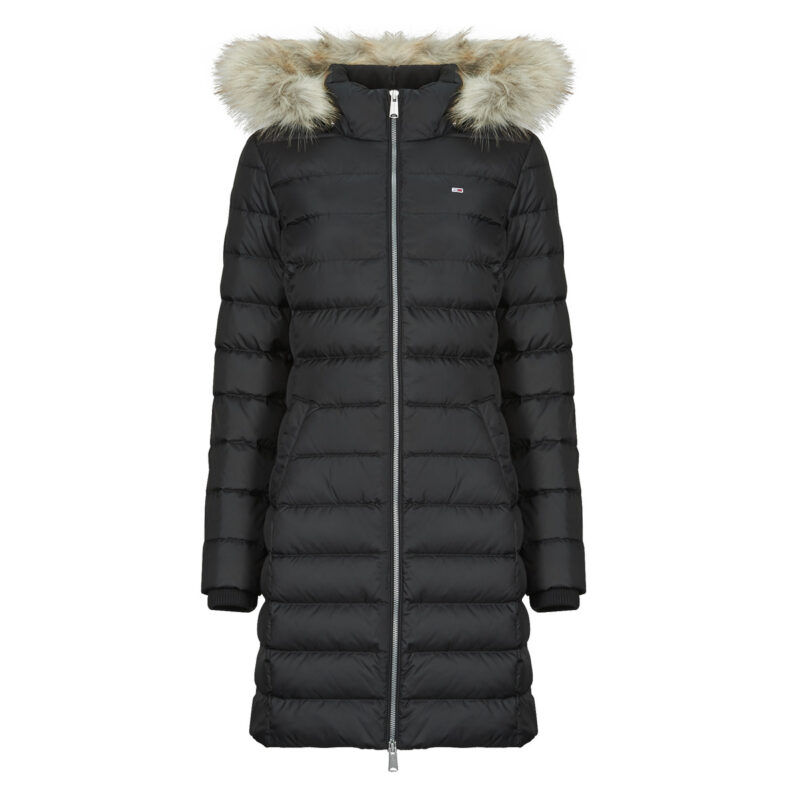 Tommy Jeans TJW ESSENTIAL Daunenmantel mit Kapuze, Schwarz, Damen-Daunenjacken - Gr&ouml;&szlig;e 1