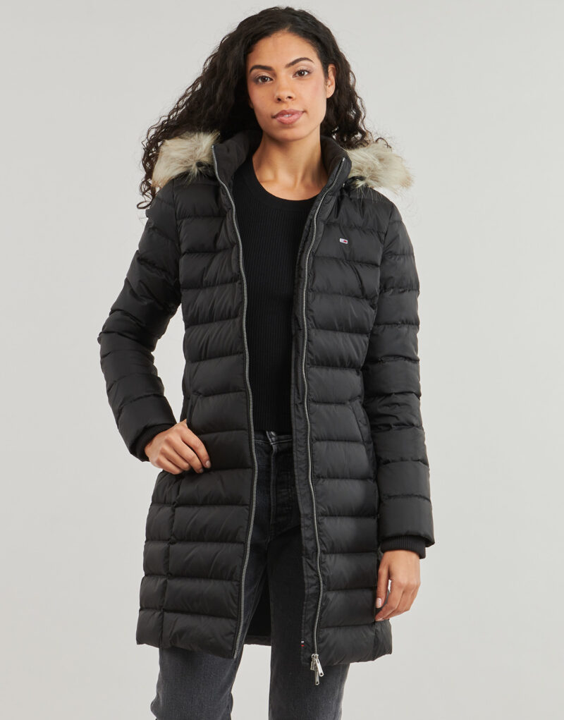 Tommy Jeans TJW ESSENTIAL Daunenmantel mit Kapuze, Schwarz, Damen-Daunenjacken - Gr&ouml;&szlig;e 2