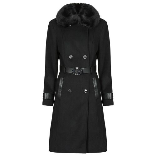 Cappotto Donna Guess AMELIA DOUBLE BREAST BELT COAT Nero, elegante e versatile, perfetto per ogni occasione. Design doppio petto con cintura che valorizza la silhouette. Ideale per l'inverno, offre calore e stile. Disponibile nel colore nero, un must-have nel tuo guardaroba.