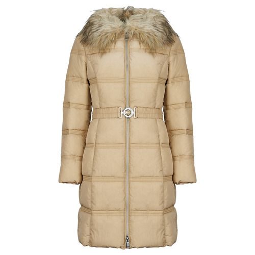 Piumino Donna Guess NEW MARISOL LONG BELTED JACKET Beige, elegante e caldo, perfetto per l'inverno. Giacca lunga con cintura, ideale per abbinamenti chic e casual. Acquista ora per un look alla moda e confortevole.