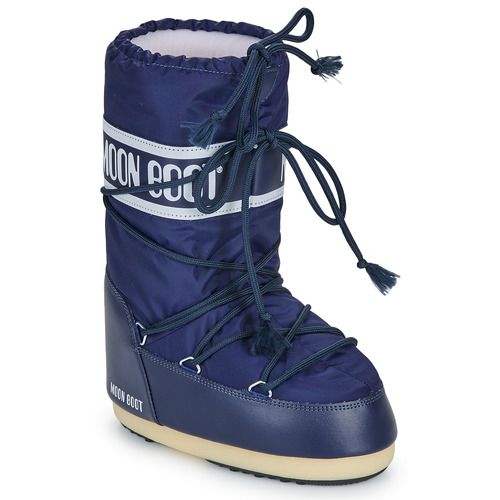 "Moon Boot Scarpe da neve bambino ragazzo MB ICON NYLON Blu, stivali invernali impermeabili e caldi, ideali per la neve e l'outdoor, design moderno e confortevole, perfetti per le avventure invernali."