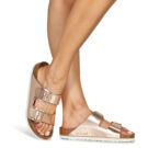 BIRKENSTOCK Arizona Soft Footbed Natural / Pelle / Metallic / Copper / Regular Oro Ciabatta Donna - 8