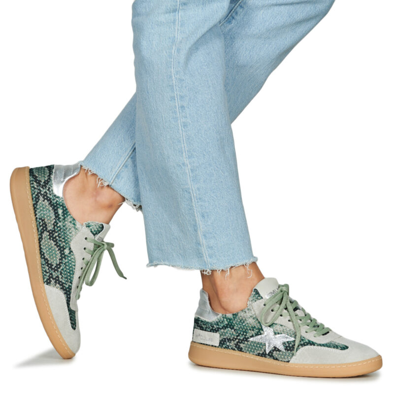 Meline Baskets basses argent&eacute;es pour femmes 526R-E560 - Pointure 8