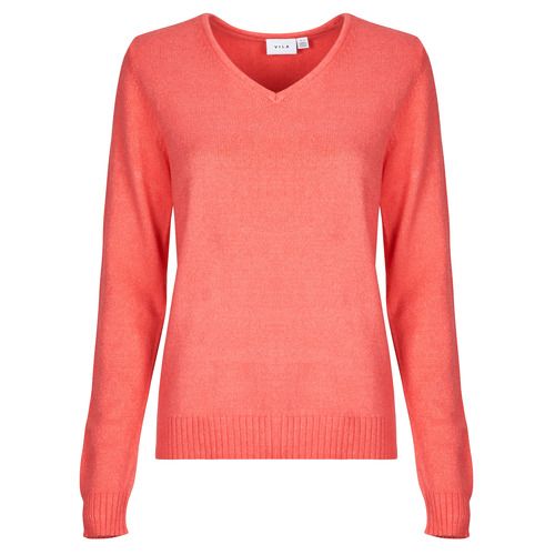Maglione Donna Vila VIRIL V NECK Rosso in primo piano, caratterizzato da un design elegante e moderno. Realizzato in morbido tessuto, ideale per outfit casual o formali. Perfetto per la stagione invernale, questo maglione aggiunge un tocco di colore al guardaroba. Ottimo per abbinamenti con jeans o gonne, il maglione VIRIL è un must-have per ogni donna amante della moda. Acquista ora per rimanere trendy e comoda!