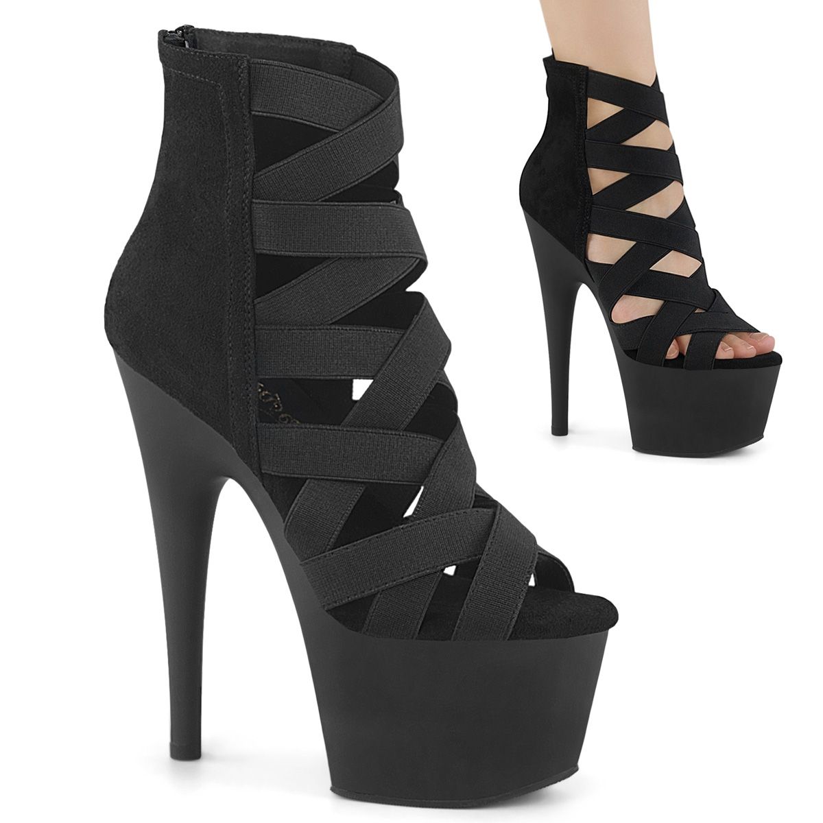 Pleaser ADORE-700-24 ADO700-24/BELS-MF/M Tronchetti  Tacco Altissimo 17 Plateau 7.0 Nero ADO700-24/BELS-MF/M