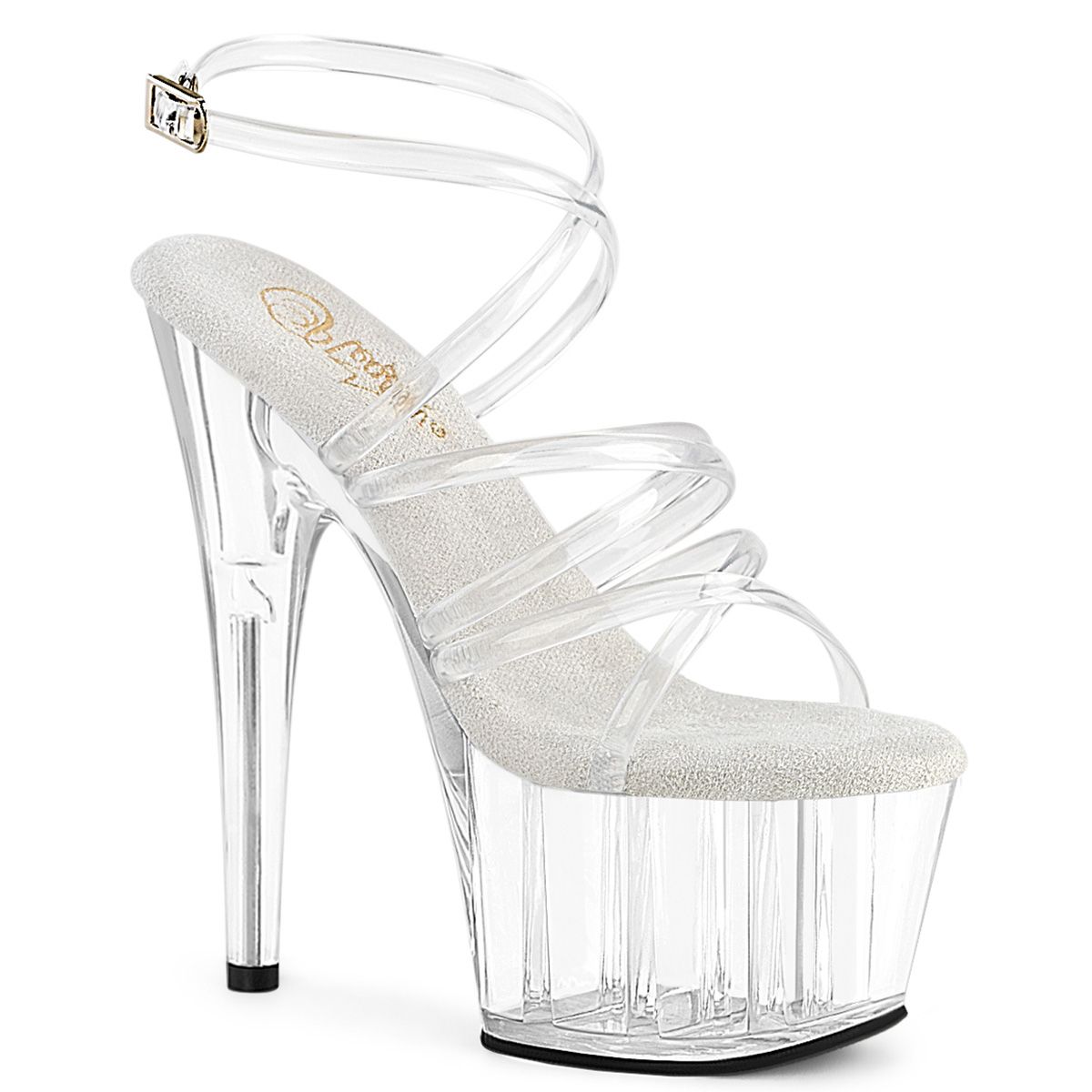 Pleaser ADORE-706 ADO706/C/M Sandali con Cinturino  Tacco Altissimo 17 Plateau 7.0 Trasparente ADO706/C/M