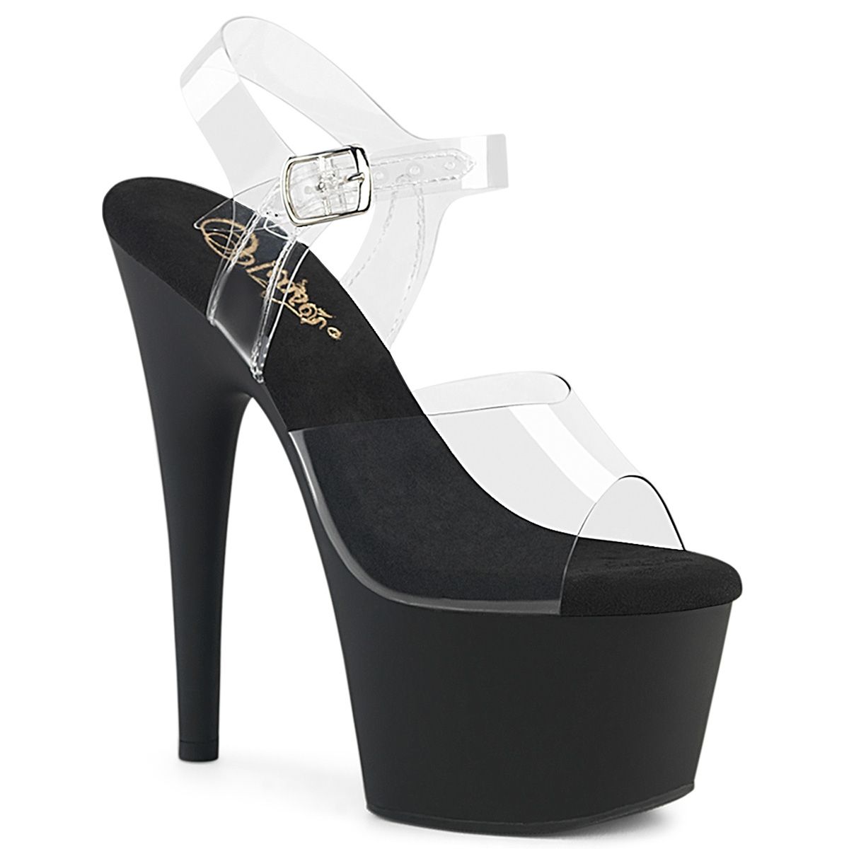 Pleaser ADORE-708 ADO708/C/BMT Sandali con Cinturino  Tacco Altissimo 17 Plateau 7.0 Nero ADO708/C/BMT