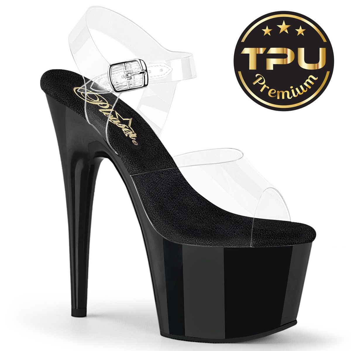 Pleaser ADORE-708PREM ADO708PREM/CTPU/B Sandali con Cinturino  Tacco Altissimo 17 Plateau 7.0 Nero ADO708PREM/CTPU/B
