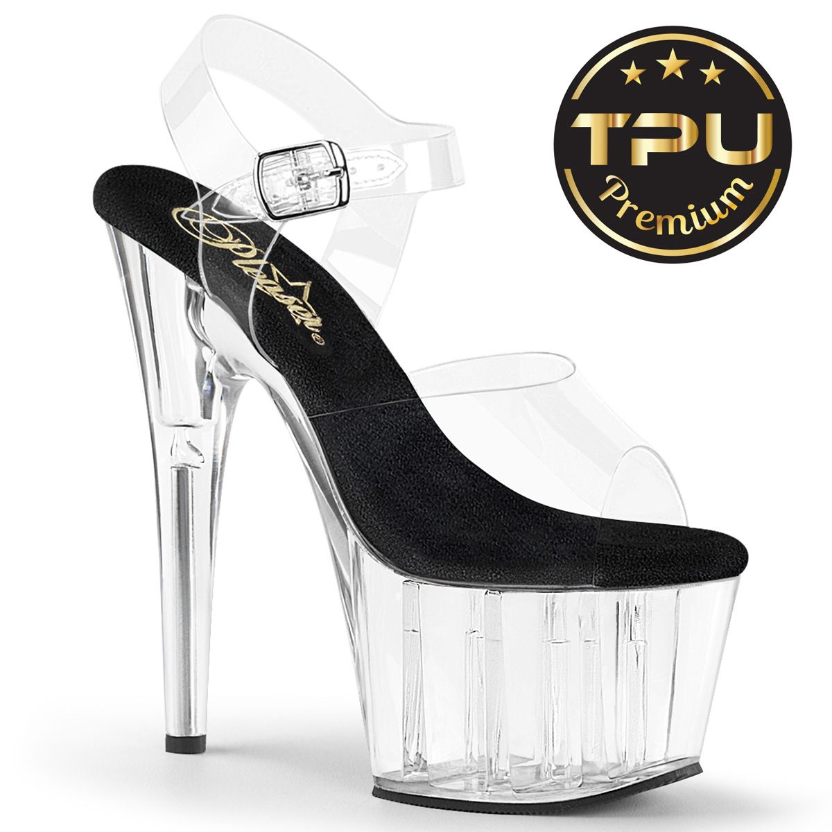 Pleaser ADORE-708PREM ADO708PREM/CTPU-B/C Sandali con Cinturino  Tacco Altissimo 17 Plateau 7.0 Nero ADO708PREM/CTPU-B/C