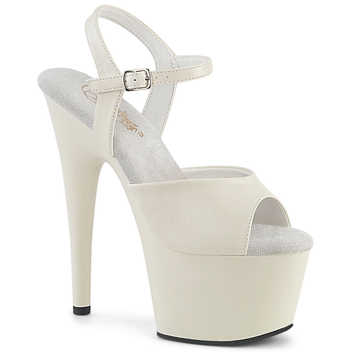Pleaser ADORE-709 ADO709/OWPU/M Sandali con Cinturino  Tacco Altissimo 17 Plateau 7.0 Bianco ADO709/OWPU/M