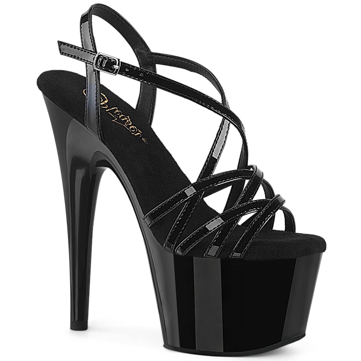 Pleaser ADORE-713 ADO713/B/M Sandali con Cinturino  Tacco Altissimo 17 Plateau 7.0 Nero ADO713/B/M