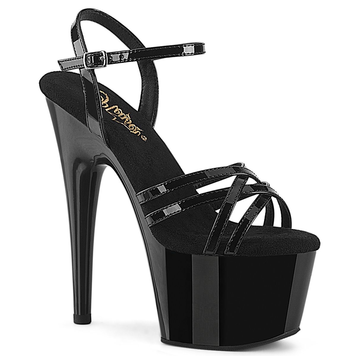 Pleaser ADORE-717 ADO717/B/M Sandali con Cinturino  Tacco Altissimo 17 Plateau 7.0 Nero ADO717/B/M