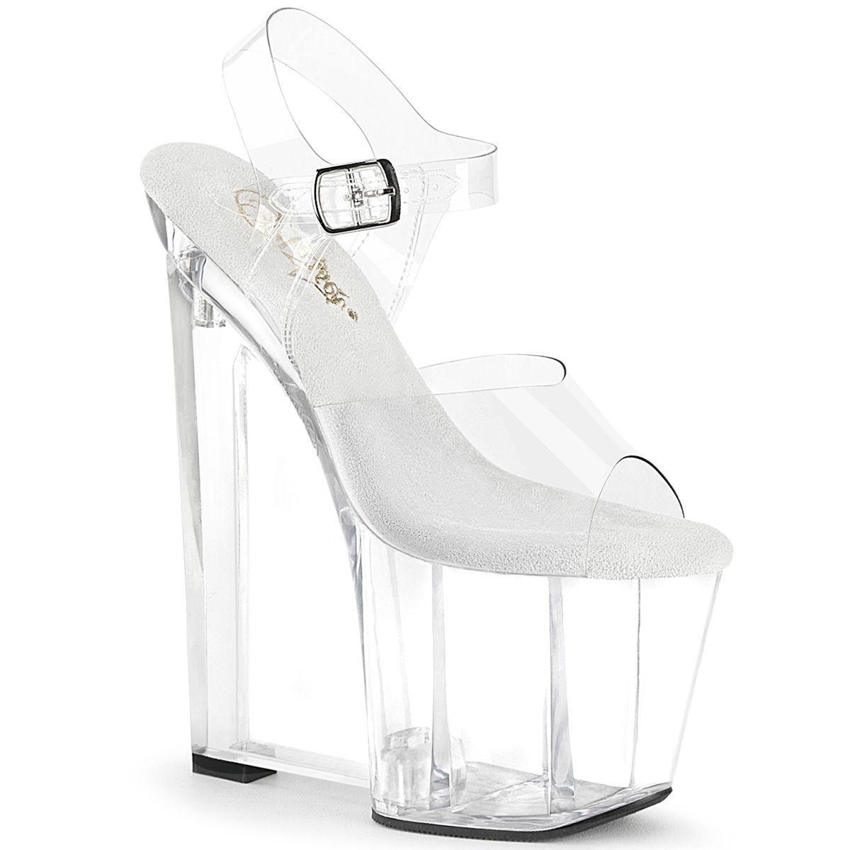 Pleaser AMAZE-808 AMA808/C/M Sandali con Cinturino  Tacco Altissimo 20 Plateau 9.0 Trasparente AMA808/C/M