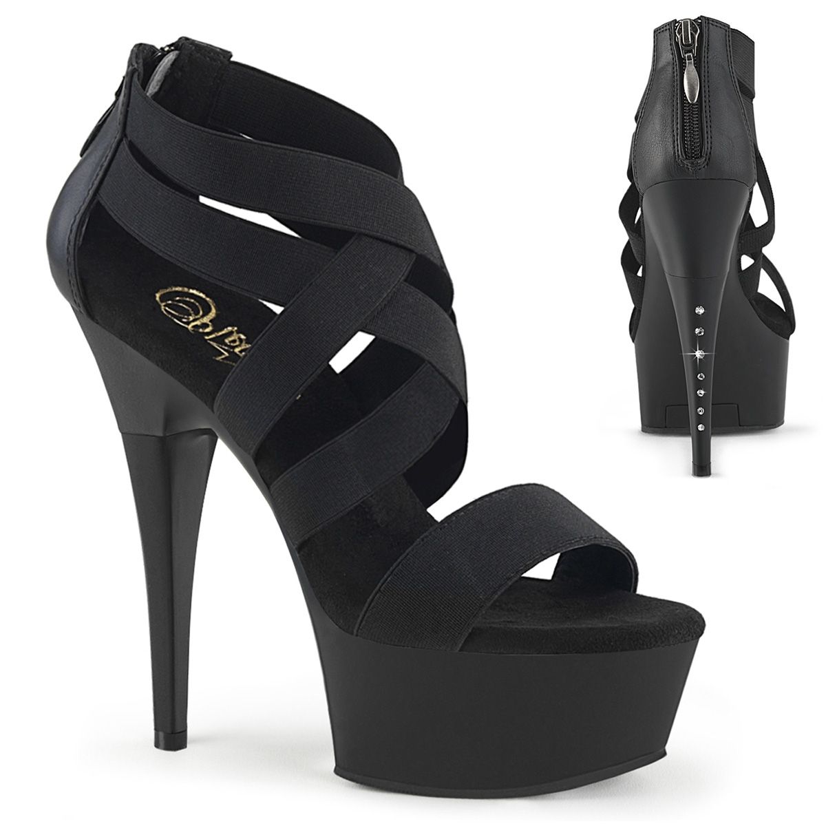 Pleaser CAPTIVA-669 CAP669/BELS/M Sandali Donna  Tacco Altissimo 15 Plateau 4.4 Nero CAP669/BELS/M