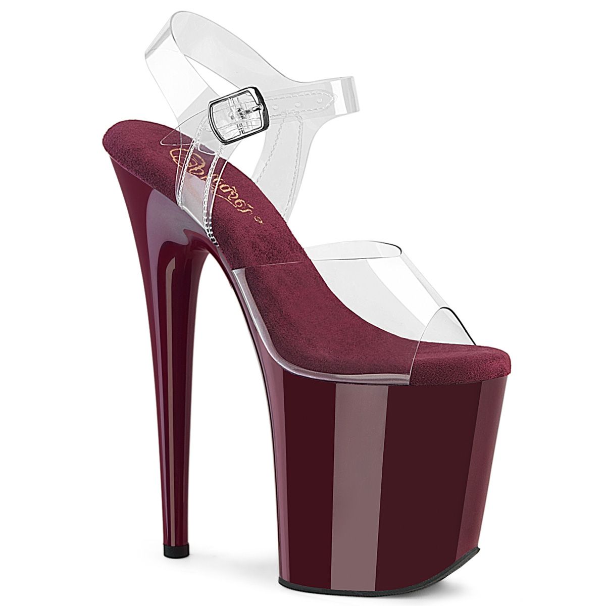 Pleaser FLAMINGO-808 FLAM808/C/BY Sandali con Cinturino  Tacco Altissimo 20 Plateau 10.0 Trasparente FLAM808/C/BY