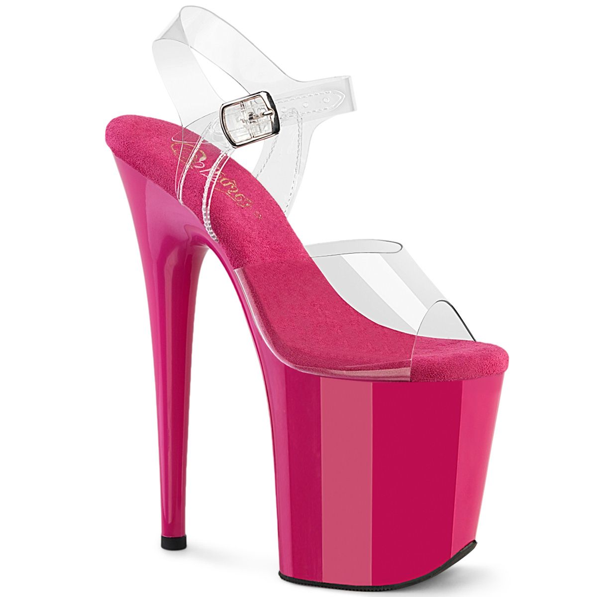 Pleaser FLAMINGO-808 FLAM808/C/HP Sandali con Cinturino  Tacco Altissimo 20 Plateau 10.0 Trasparente FLAM808/C/HP