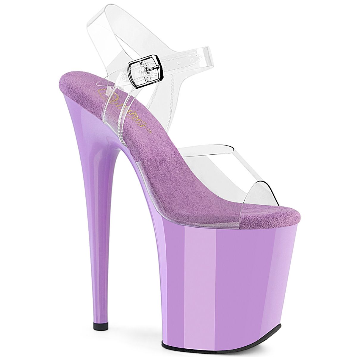 Pleaser FLAMINGO-808 FLAM808/C/LV Sandali con Cinturino  Tacco Altissimo 20 Plateau 10.0 Trasparente FLAM808/C/LV