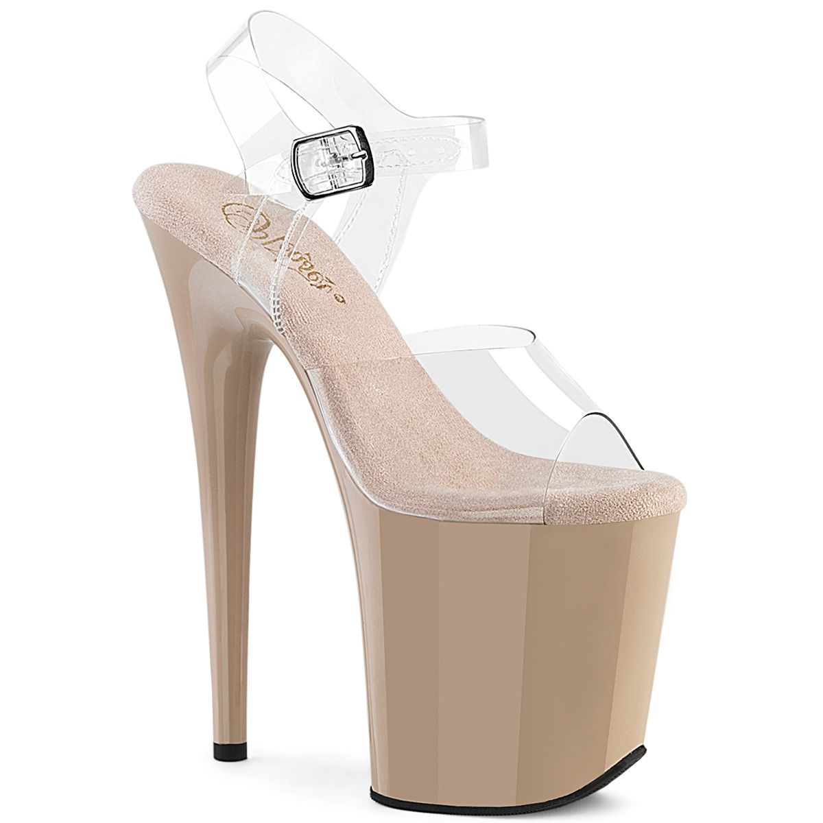 Pleaser FLAMINGO-808 FLAM808/C/ND Sandali con Cinturino  Tacco Altissimo 20 Plateau 10.0 Trasparente FLAM808/C/ND