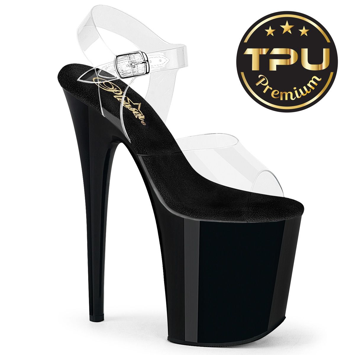 Pleaser FLAMINGO-808PREM FLAM808PREM/CTPU/B Sandali con Cinturino  Tacco Altissimo 20 Plateau 10.0 Nero FLAM808PREM/CTPU/B