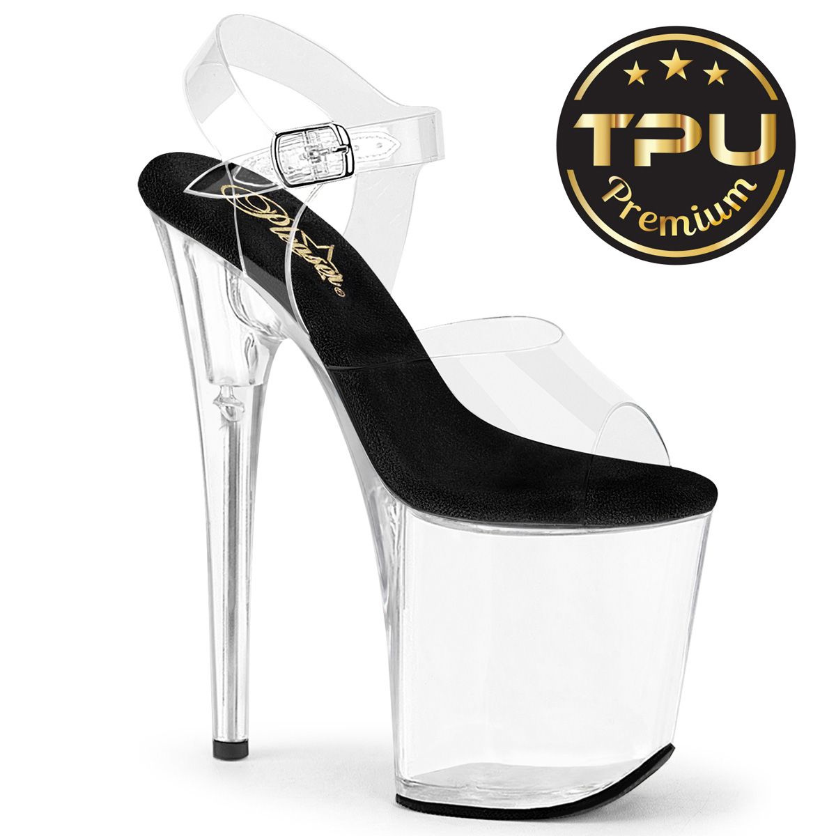 Pleaser FLAMINGO-808PREM FLAM808PREM/CTPU-B/C Sandali con Cinturino  Tacco Altissimo 20 Plateau 10.0 Nero FLAM808PREM/CTPU-B/C