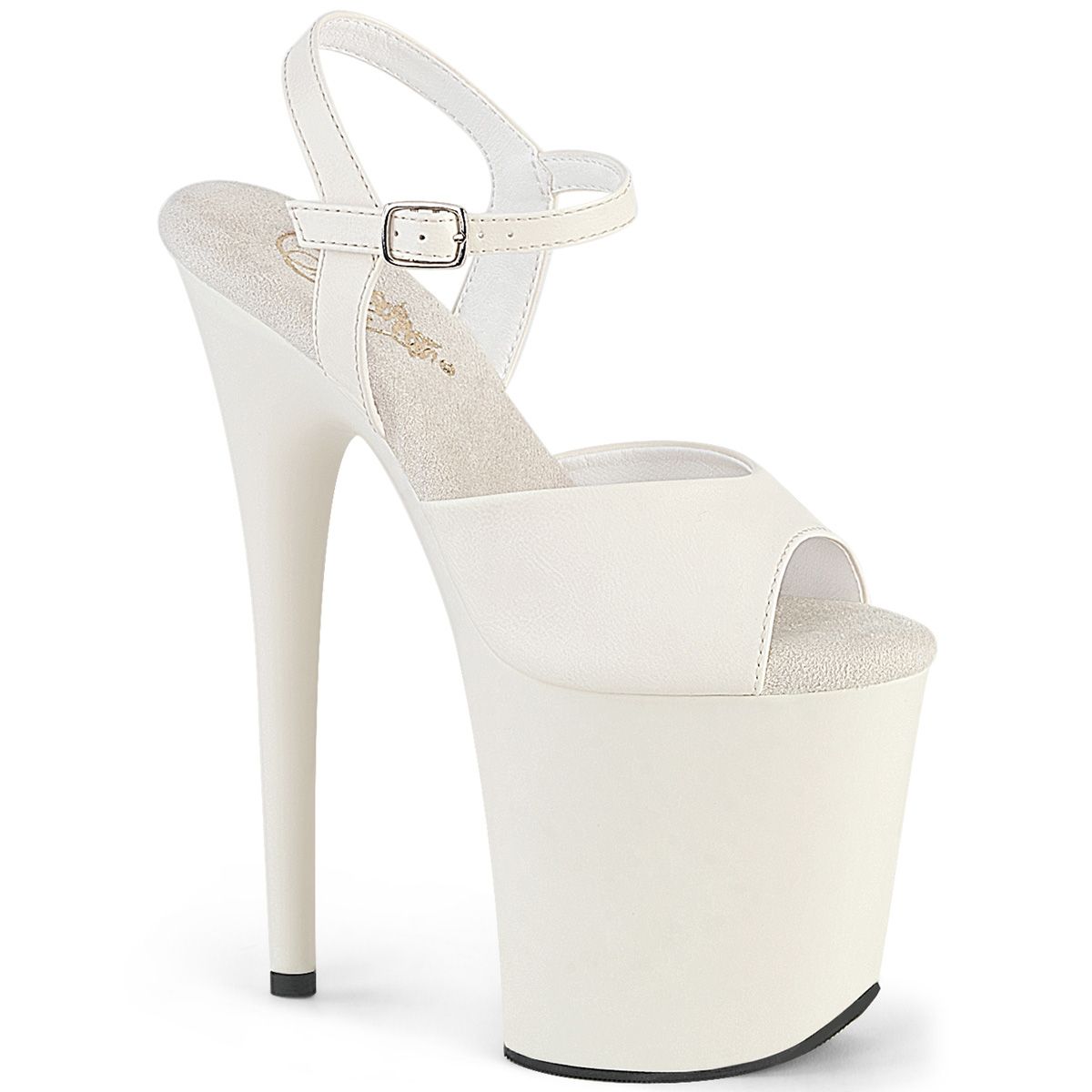 Pleaser FLAMINGO-809 FLAM809/O-WPU/M Sandali con Cinturino  Tacco Altissimo 20 Plateau 10.0 Bianco FLAM809/O-WPU/M