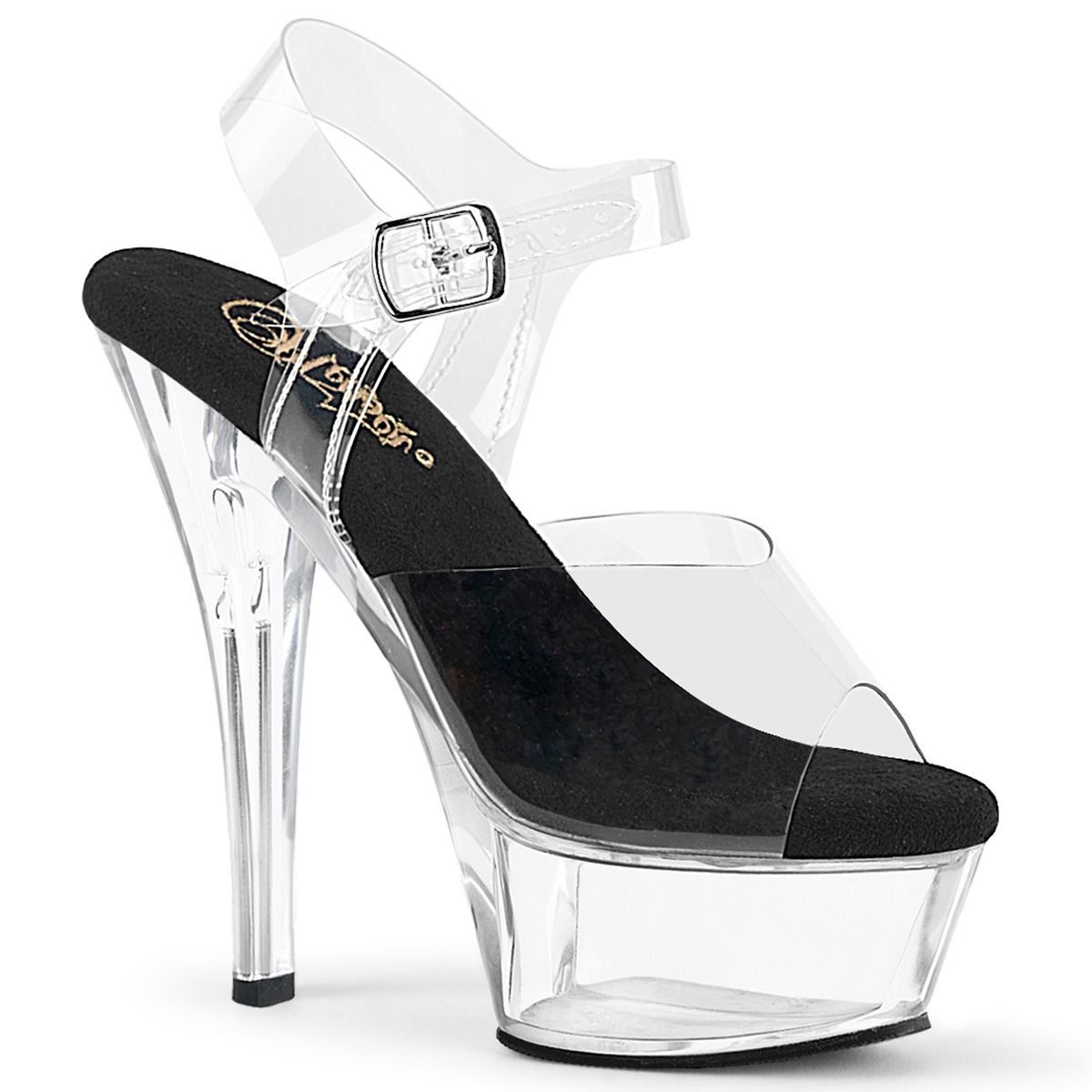 Pleaser KISS-208 KISS208/C-B/C Sandali con Cinturino  Tacco Altissimo 15 Plateau 4.5 Nero KISS208/C-B/C