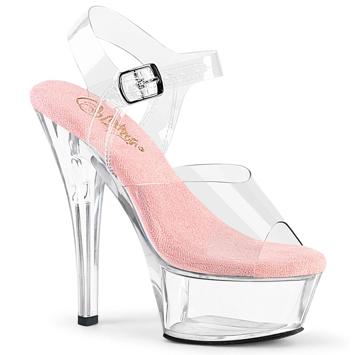 Pleaser KISS-208 KISS208/C-BP/C Sandali con Cinturino  Tacco Altissimo 15 Plateau 4.5 Trasparente KISS208/C-BP/C