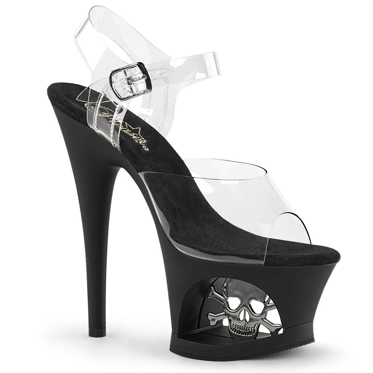 Pleaser MOON-708SK MOON708SK/C/B-PW Sandali con Cinturino  Tacco Altissimo 17 Plateau 7.0 Nero MOON708SK/C/B-PW