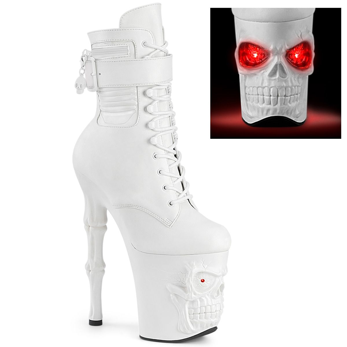 Pleaser RAPTURE-1020STR-LT RAPT1020STR-LT/WPU/M Tronchetti  Tacco Altissimo 20 Plateau 10.0 Bianco RAPT1020STR-LT/WPU/M
