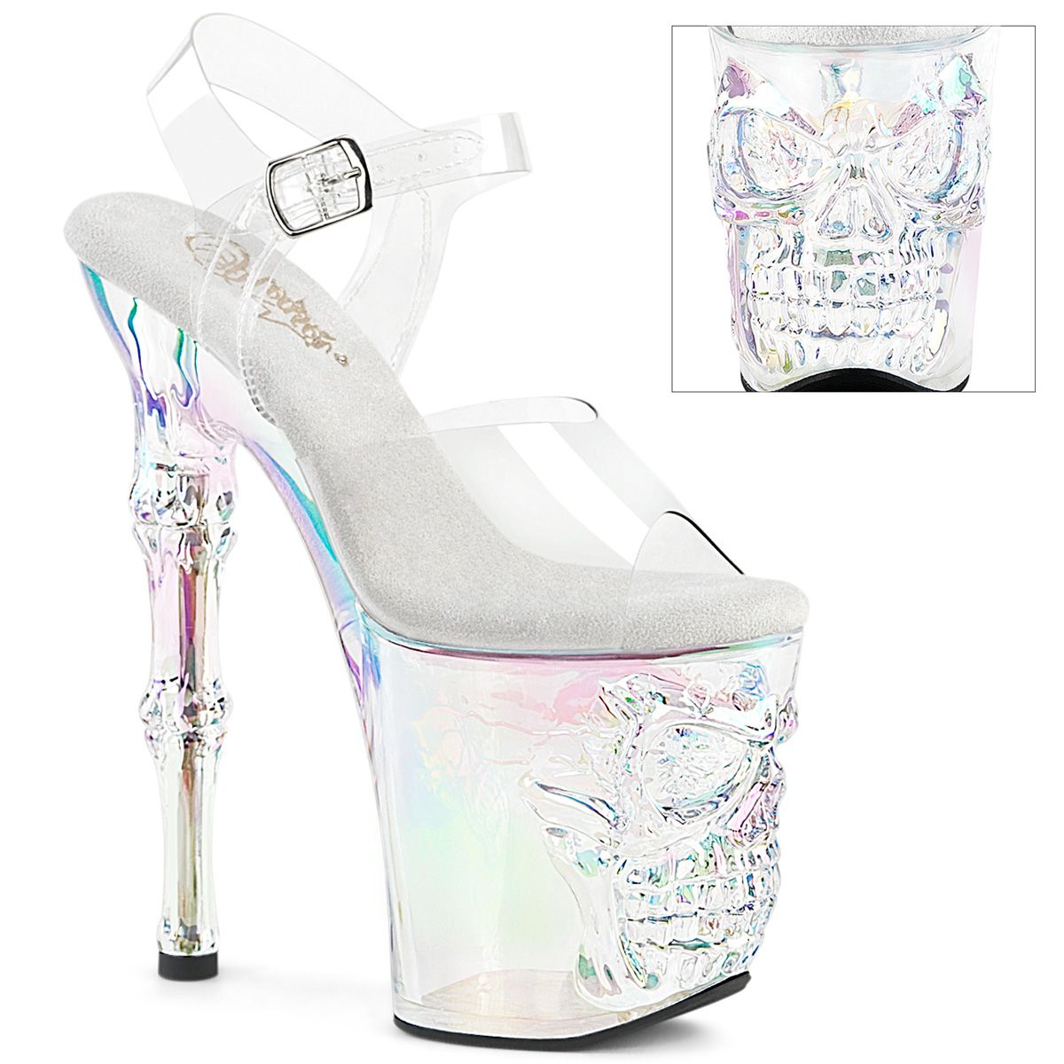Pleaser RAPTURE-808HT RAPT808HT/C/HGT Sandali con Cinturino  Tacco Altissimo 20 Plateau 10.0 Trasparente RAPT808HT/C/HGT