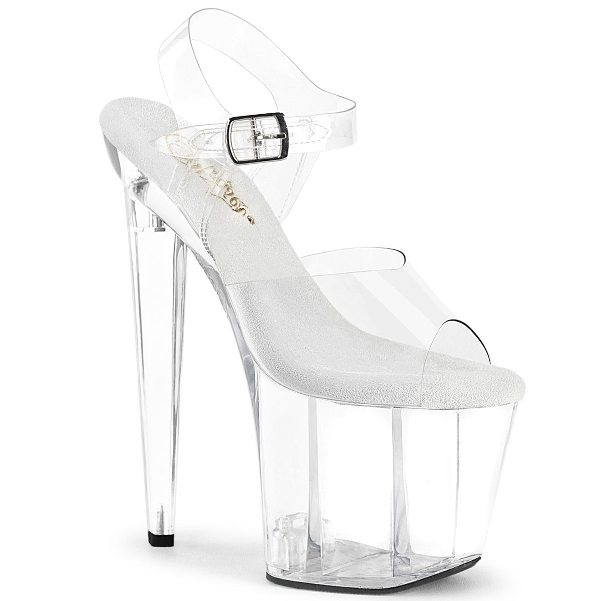 Pleaser RAZZLE-808 RAZ808/C/M Sandali con Cinturino  Tacco Altissimo 20 Plateau 9.0 Trasparente RAZ808/C/M