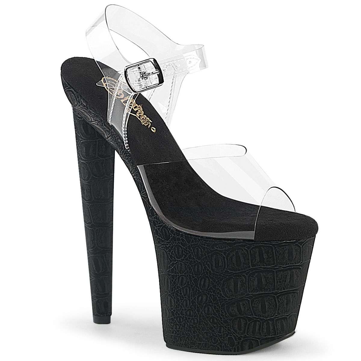 Pleaser RAZZLE-808WR RAZ808WR/C/B Sandali con Cinturino  Tacco Altissimo 20 Plateau 9.0 Nero RAZ808WR/C/B