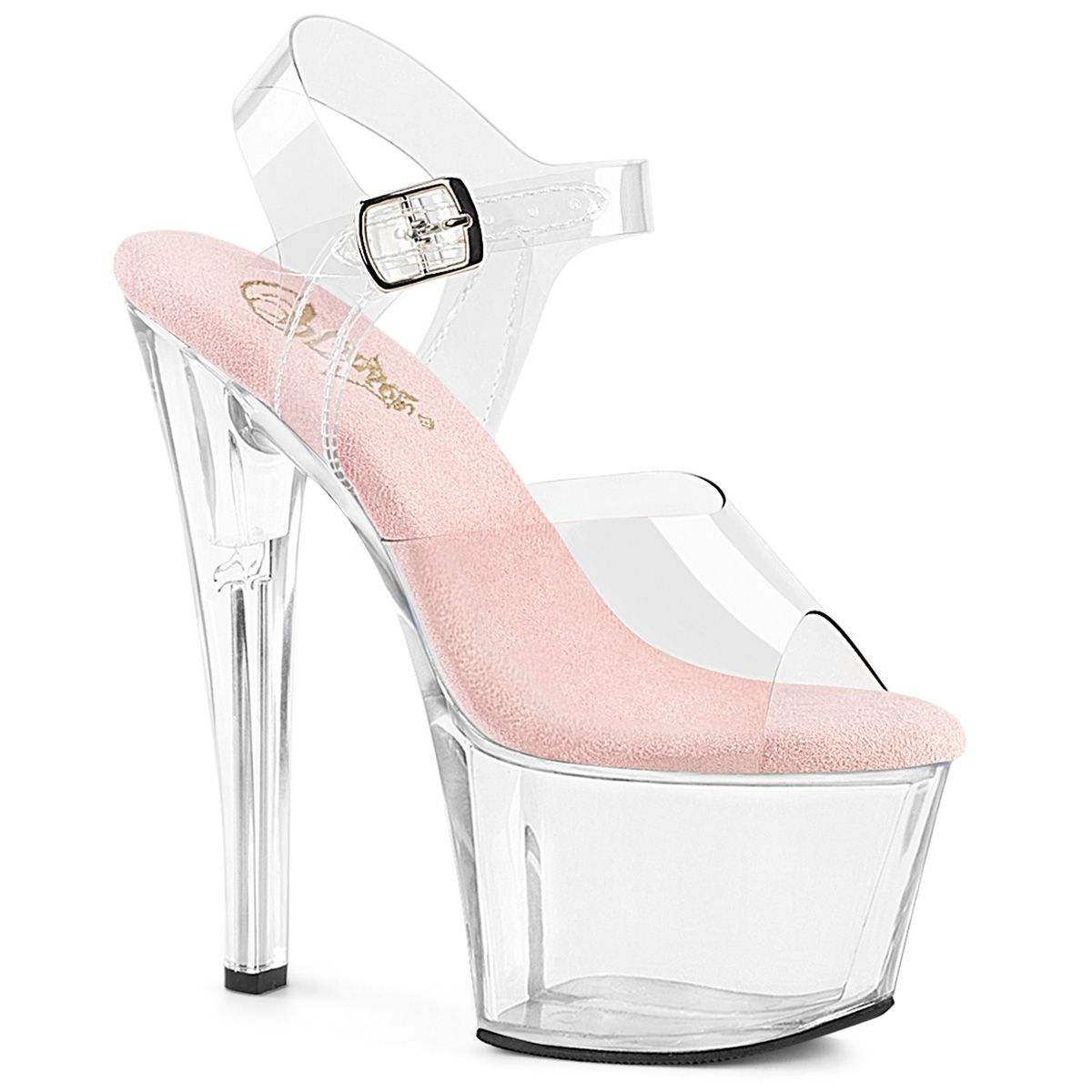 Pleaser SKY-308 SKY308/C-BP/C Sandali con Cinturino  Tacco Altissimo 17 Plateau 7.0 Trasparente SKY308/C-BP/C