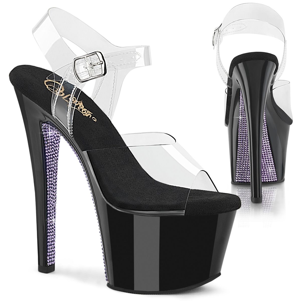 Pleaser SKY-308CRS SKY308CRS/C/B-LVRS Sandali con Cinturino  Tacco Altissimo 17 Plateau 7.0 Nero SKY308CRS/C/B-LVRS