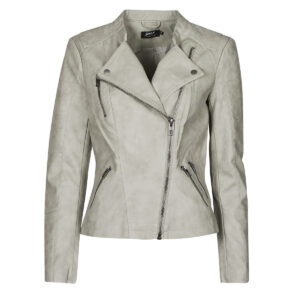 Giacca in pelle  Only  ONLAVA  Grigio -   Giacche in pelle Donna