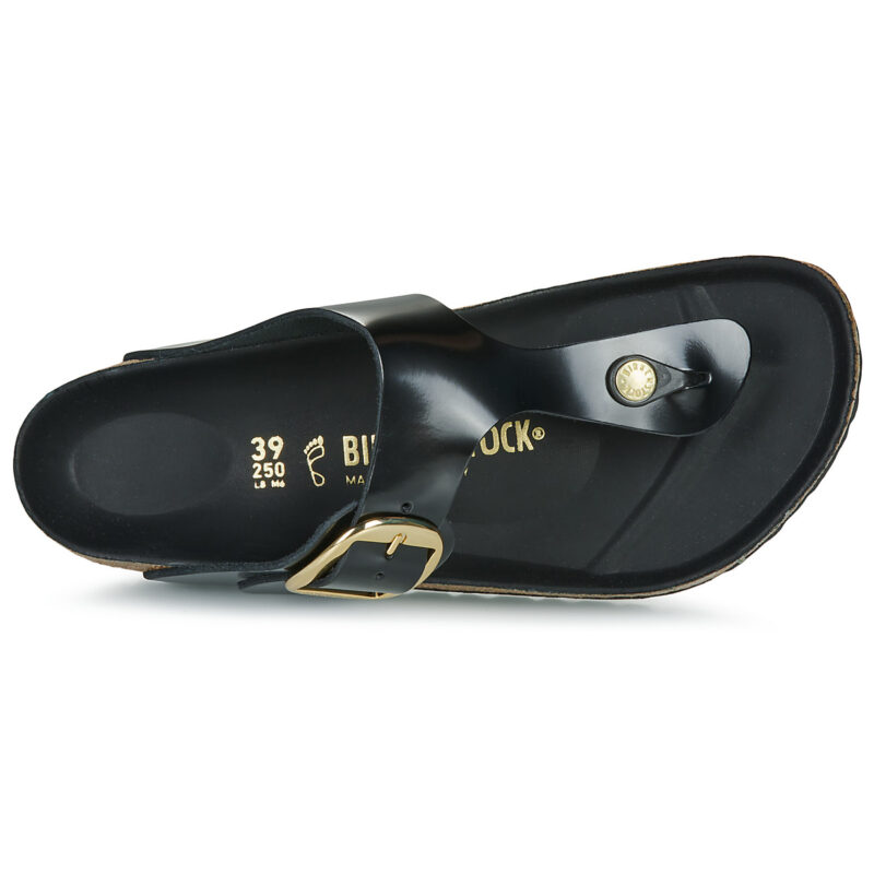 BIRKENSTOCK Gizeh Big Buckle Leather / Patent / High / Light / Black / Regular Black Women's Flip-flops - 6