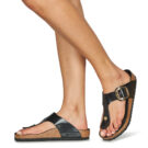BIRKENSTOCK Gizeh Big Buckle Leather / Patent / High / Light / Black / Regular Black Women's Flip-flops - 8