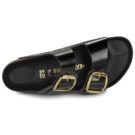 BIRKENSTOCK Arizona Big Buckle High / Light / Pelle Schwarzer Damen-Hausschuh (Standardgr&ouml;&szlig;e) - Gr&ouml;&szlig;e 6